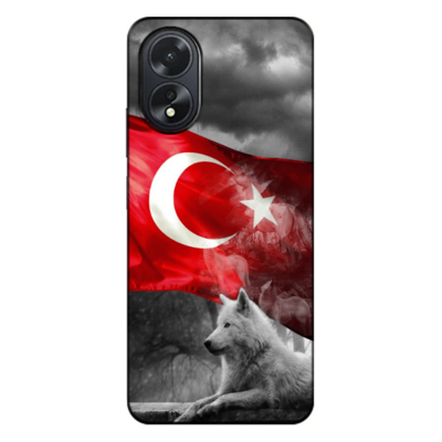 Oppo - A38 Türk Bayrağı V3 Silikon Kılıf