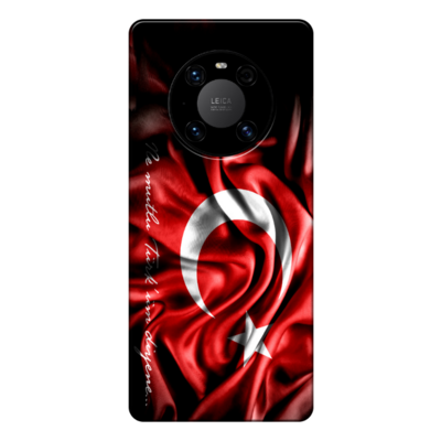 Huawei - Mate 40 Pro Dalgalı Türk Bayrağı Silikon Kılıf