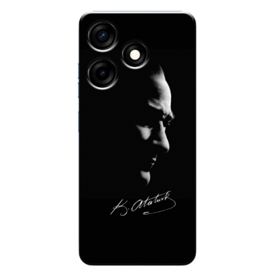 TECNO - Spark 10C Mustafa Kemal Atatürk Black Silikon Kılıf