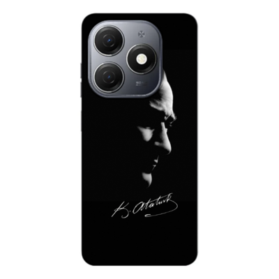 TECNO - Spark 20C Mustafa Kemal Atatürk Black Silikon Kılıf