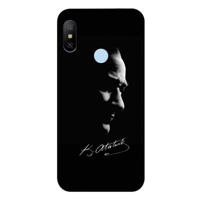 Xiaomi - Mi A2 Lite Mustafa Kemal Atatürk Black Silikon Kılıf