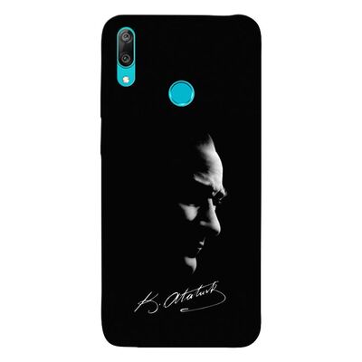 Huawei - Y7 Prime 2019 Mustafa Kemal Atatürk Black Silikon Kılıf