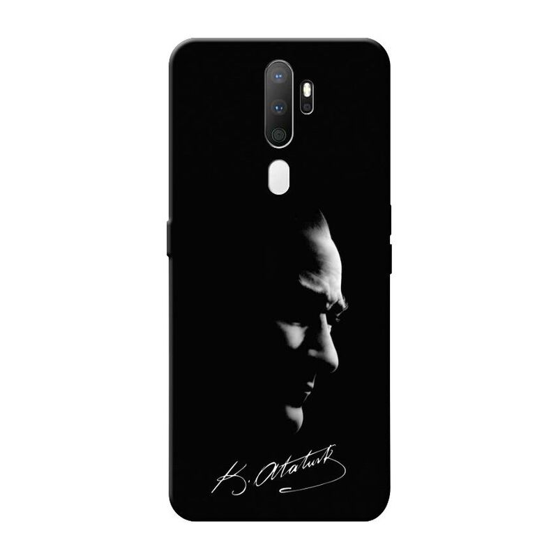 Oppo - A9 2020 Mustafa Kemal Atatürk Black Silikon Kılıf