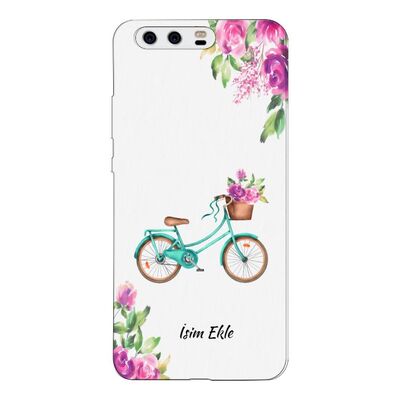 Huawei - P10 Çiçekli Mavi Bisiklet Silikon Kılıf