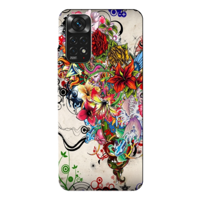 Xiaomi - Redmi Note 11S Abstract Flowers Tattoo Ilustration Silikon Kılıf
