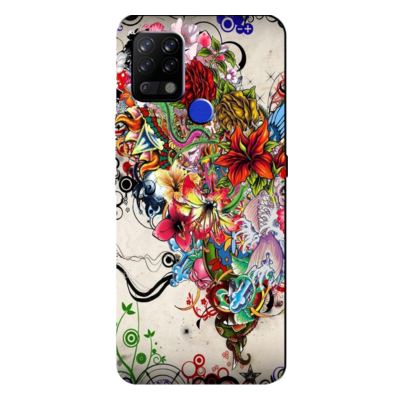 TECNO - Pova Abstract Flowers Tattoo Ilustration Silikon Kılıf