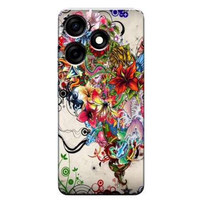 TECNO - Spark 10C Abstract Flowers Tattoo Ilustration Silikon Kılıf