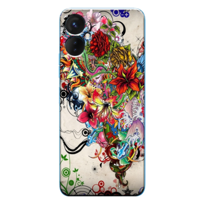 TECNO - Spark 9 Pro Abstract Flowers Tattoo Ilustration Silikon Kılıf