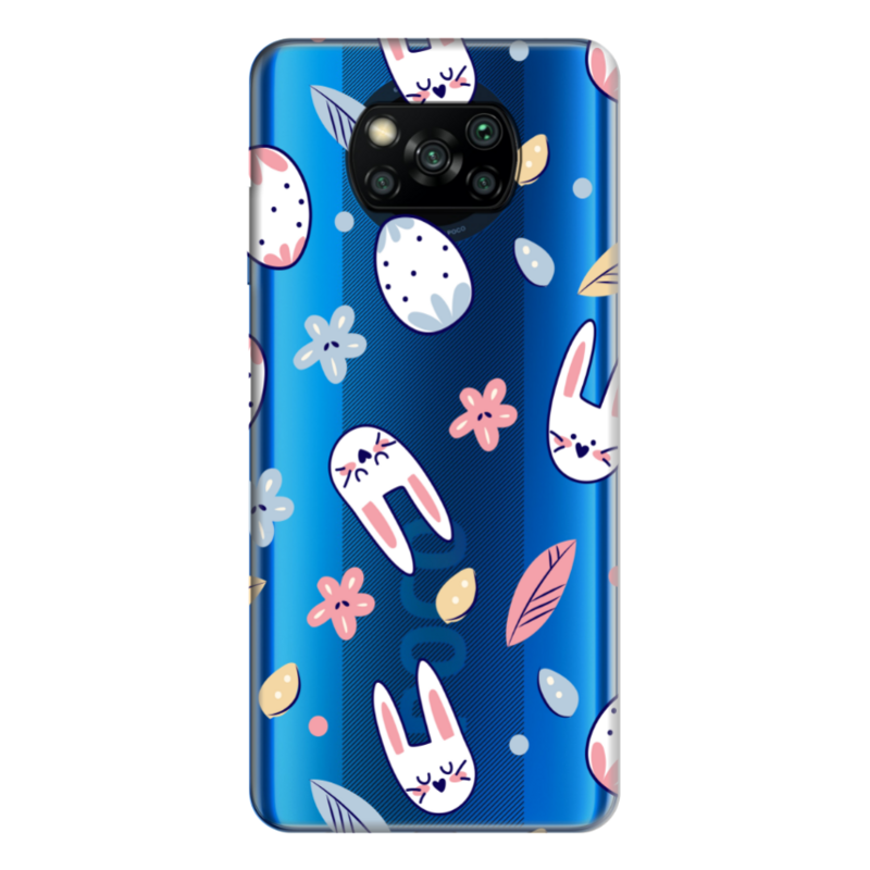 Xiaomi Poco X3 Pro Kılıf Tasarla Resimli Kılıfını Tavşanlar Ve Yumurtalar Şeffaf Silikon Kılıf 0486