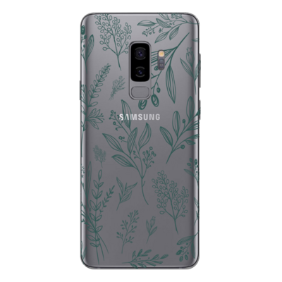 Samsung - Galaxy S9 Plus Çiçek Desenleri 3 Şeffaf Silikon Kılıf