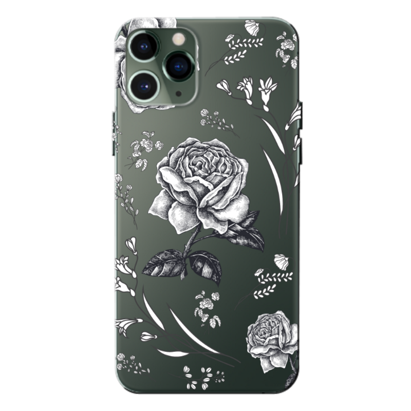 Apple - iPhone 11 Pro Max Çiçek Desenleri 5 Şeffaf Silikon Kılıf