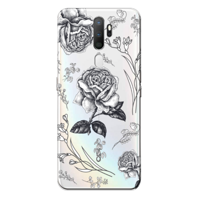 Oppo - A9 2020 Çiçek Desenleri 5 Şeffaf Silikon Kılıf