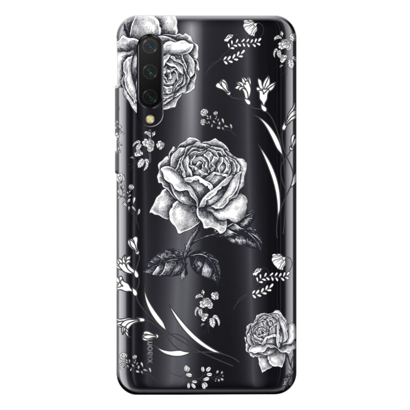 Xiaomi - Mi 9 Lite Çiçek Desenleri 5 Şeffaf Silikon Kılıf