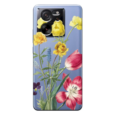 Xiaomi - Mi 13T Çiçek Desenleri 6 Şeffaf Silikon Kılıf