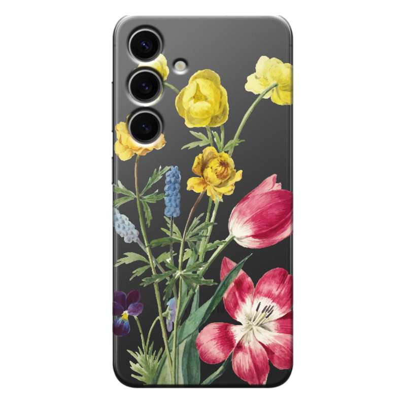 Samsung - Galaxy S24 Plus Çiçek Desenleri 6 Şeffaf Silikon Kılıf