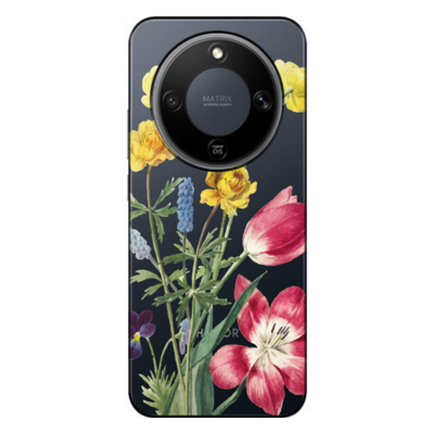 Honor - Magic 8 Lite Çiçek Desenleri 6 Şeffaf Silikon Kılıf