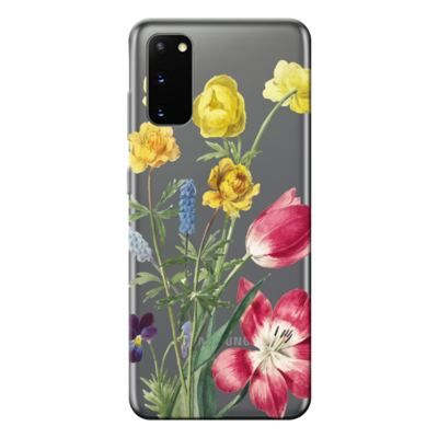 Samsung - Galaxy S20 Plus Çiçek Desenleri 6 Şeffaf Silikon Kılıf