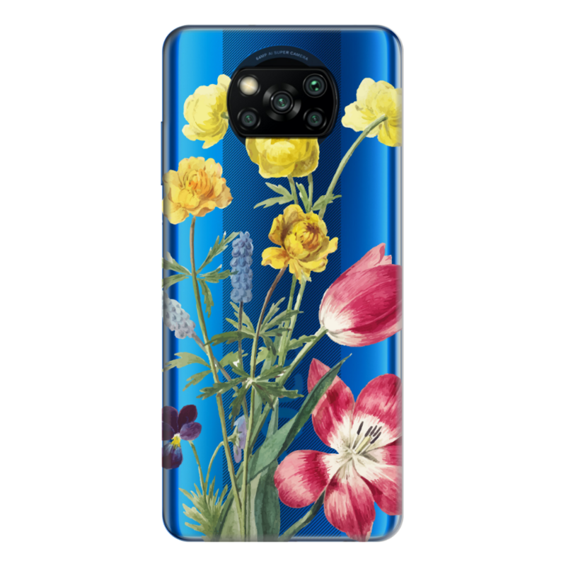 Xiaomi Poco X3 Pro Kılıf Tasarla Resimli Kılıfını Çiçek Desenleri 6 Şeffaf Silikon Kılıf 6044