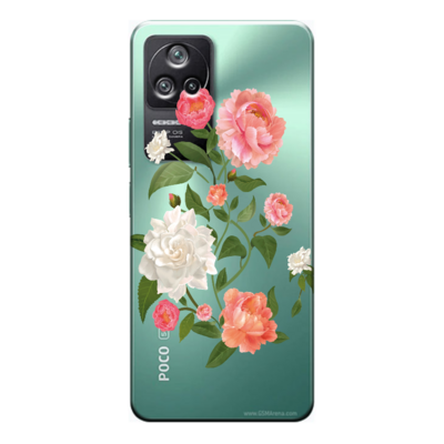 Xiaomi - Poco F4 Çiçek Desenleri 7 Şeffaf Silikon Kılıf