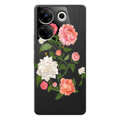 TECNO - Camon 20 Pro 5G Çiçek Desenleri 7 Şeffaf Silikon Kılıf
