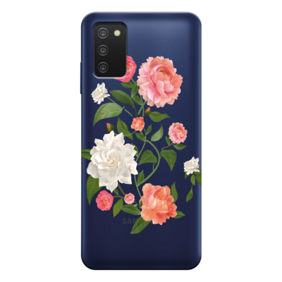 Samsung - Galaxy A03s Çiçek Desenleri 7 Şeffaf Silikon Kılıf