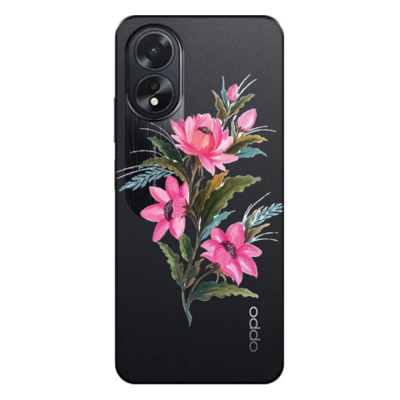 Oppo - A38 Çiçek Desenleri 8 Şeffaf Silikon Kılıf