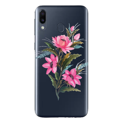 Samsung - Galaxy M20 Çiçek Desenleri 8 Şeffaf Silikon Kılıf