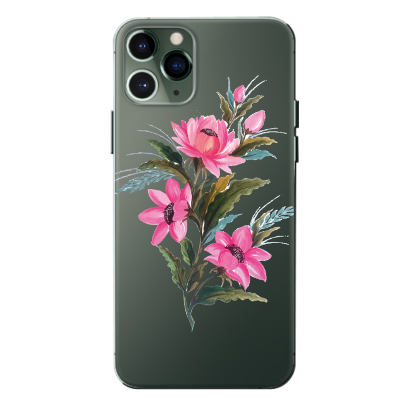 Apple - iPhone 11 Pro Max Çiçek Desenleri 8 Şeffaf Silikon Kılıf