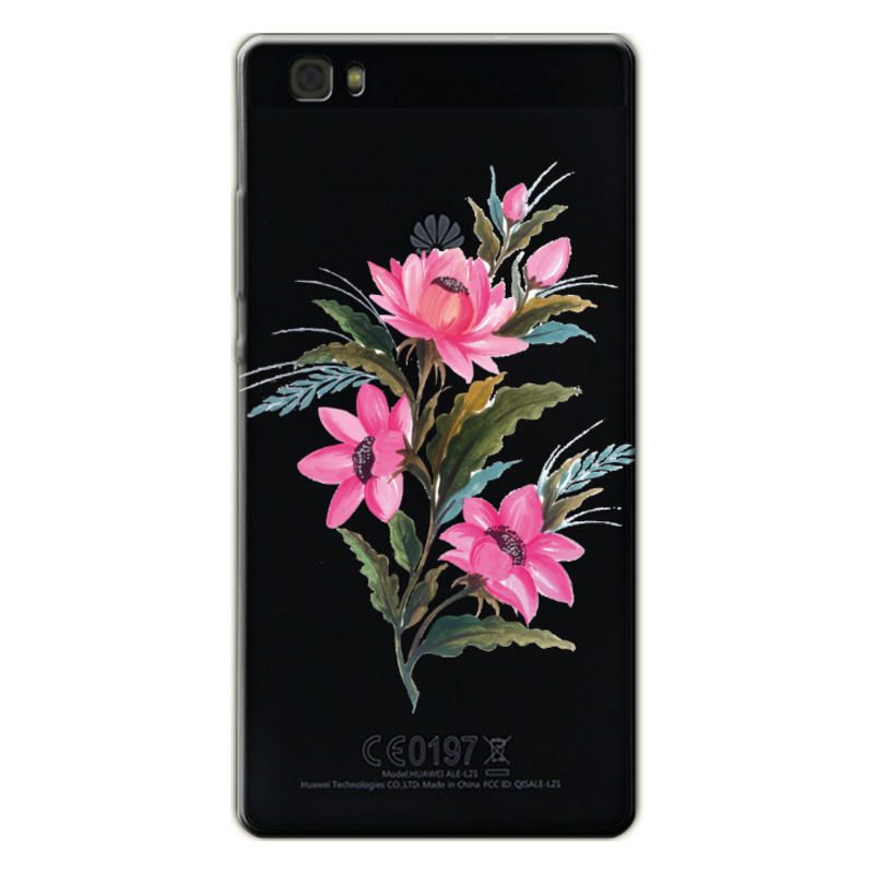 Huawei - P8 Lite Çiçek Desenleri 8 Şeffaf Silikon Kılıf