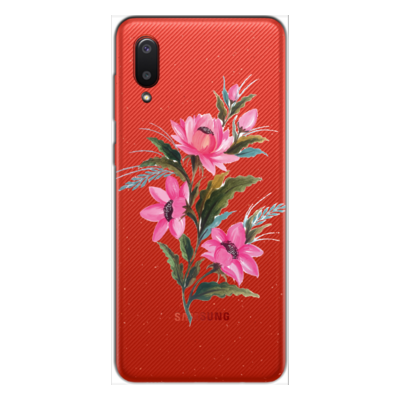 Samsung - Galaxy A02 Çiçek Desenleri 8 Şeffaf Silikon Kılıf