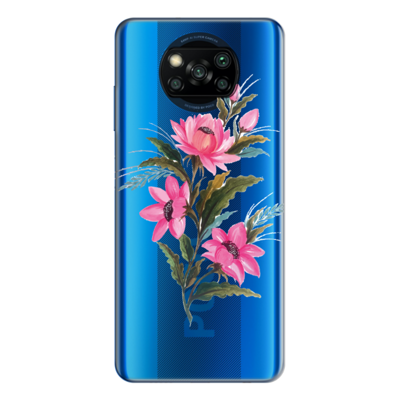 Xiaomi Poco X3 Pro Kılıf Tasarla Resimli Kılıfını Çiçek Desenleri 8 Şeffaf Silikon Kılıf 4537
