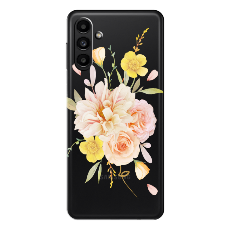 Samsung - Galaxy A13 5G Çiçek Desenleri 9 Şeffaf Silikon Kılıf