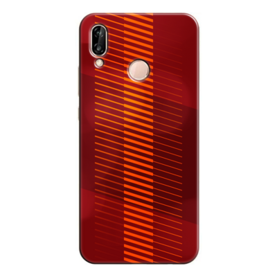Huawei - P20 Lite Sarı Kırmızı Şeritler Silikon Kılıf