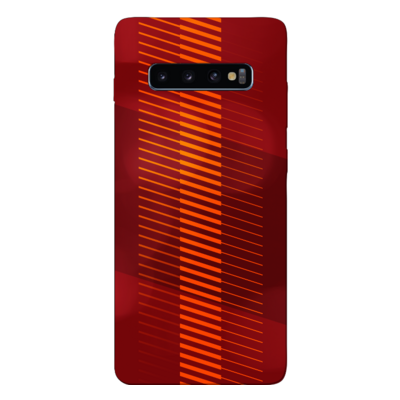 Samsung - Galaxy S10 Plus Sarı Kırmızı Şeritler Silikon Kılıf