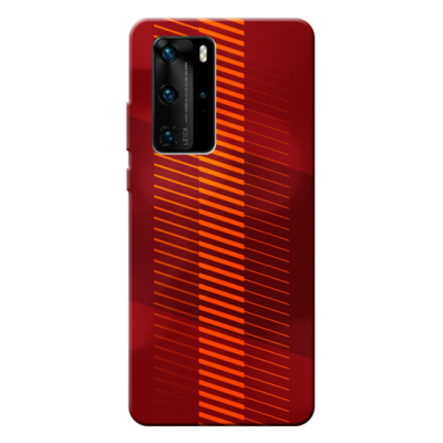 Huawei - P40 Pro Sarı Kırmızı Şeritler Silikon Kılıf