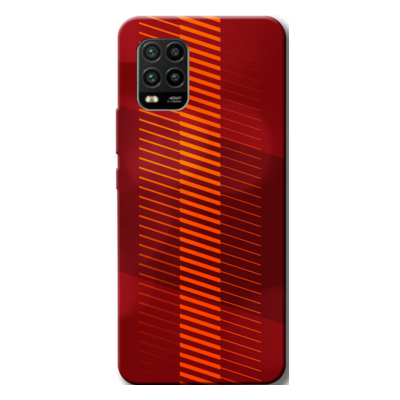 Xiaomi - Mi 10 Lite Sarı Kırmızı Şeritler Silikon Kılıf