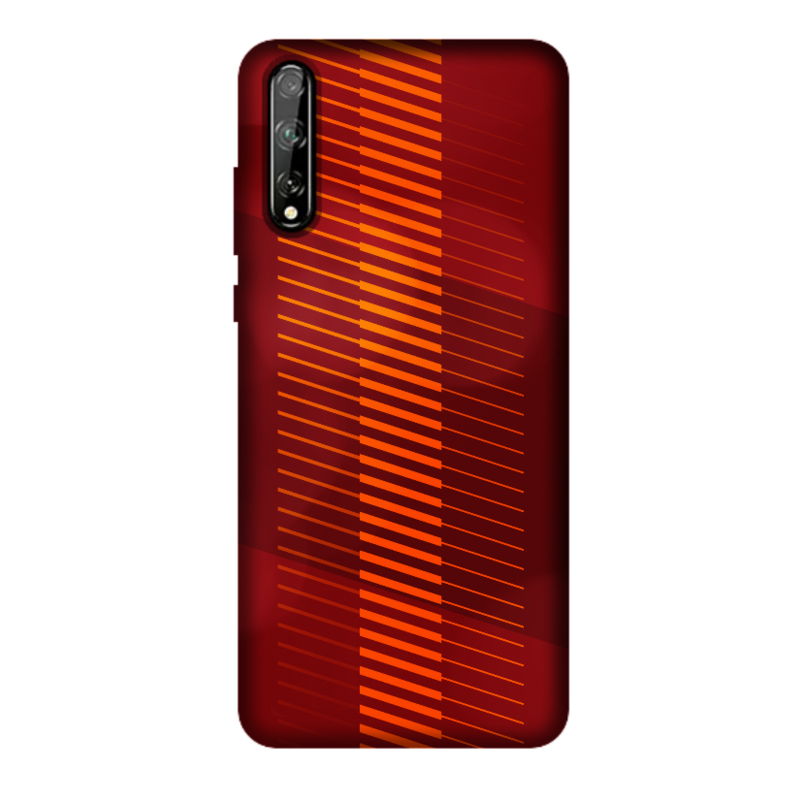 Huawei - Y8p Sarı Kırmızı Şeritler Silikon Kılıf