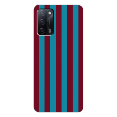 Oppo - A55 5G Bordo Mavi Çubuklu Silikon Kılıf