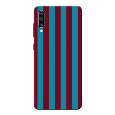 Samsung - Galaxy A70 Bordo Mavi Çubuklu Silikon Kılıf