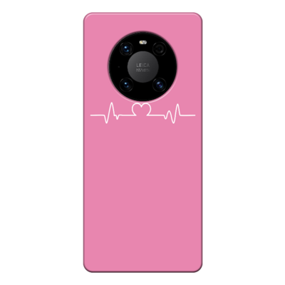 Huawei - Mate 40 Pro Heartline Pembe Silikon Kılıf