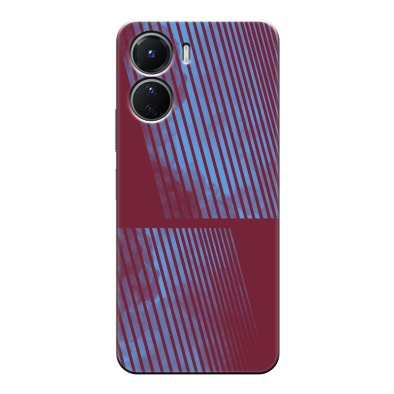 Vivo - Y16 Bordo Mavi Şeritler Silikon Kılıf