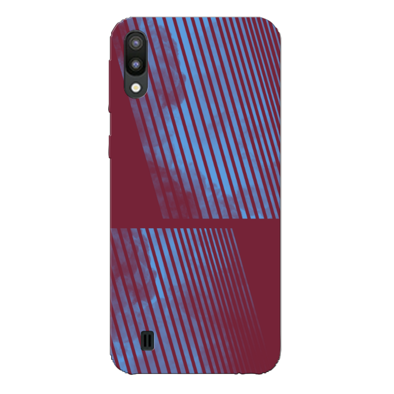 Samsung - Galaxy M10 Bordo Mavi Şeritler Silikon Kılıf
