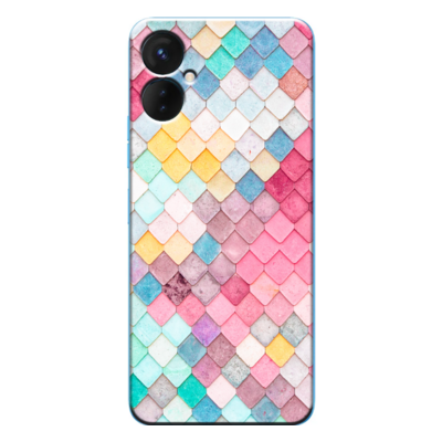 TECNO - Spark 9 Pro Rengarenk Kareler Silikon Kılıf