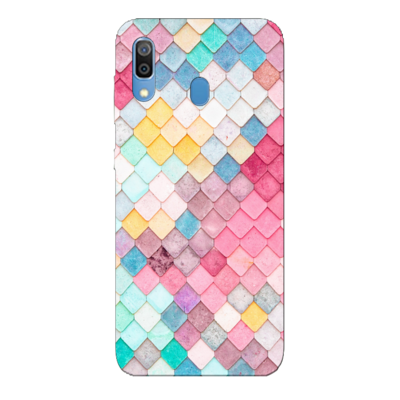 Samsung - Galaxy A20 Rengarenk Kareler Silikon Kılıf
