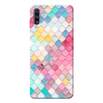 Samsung - Galaxy A70 Rengarenk Kareler Silikon Kılıf
