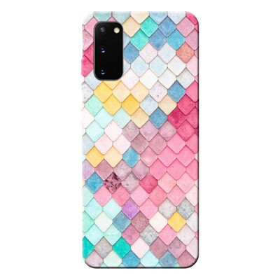 Samsung - Galaxy S20 Plus Rengarenk Kareler Silikon Kılıf