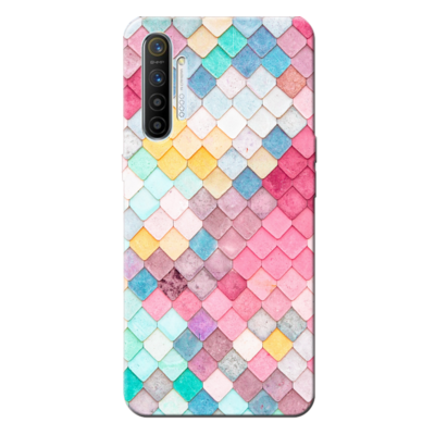 Realme - XT Rengarenk Kareler Silikon Kılıf