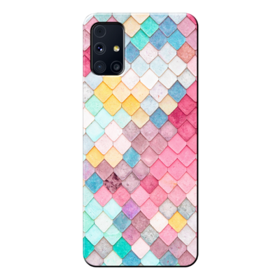 Samsung - Galaxy M51 Rengarenk Kareler Silikon Kılıf