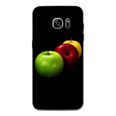 Samsung - Galaxy S7 Edge Yeşil-Kırmızı-Sarı Elmalar Silikon Kılıf
