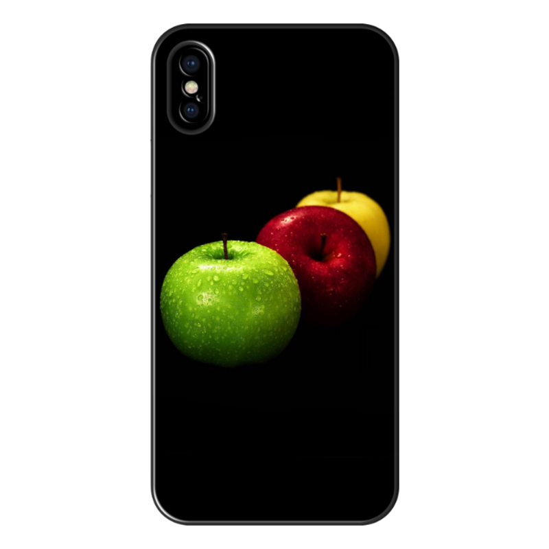 Apple - iPhone X Yeşil-Kırmızı-Sarı Elmalar Silikon Kılıf